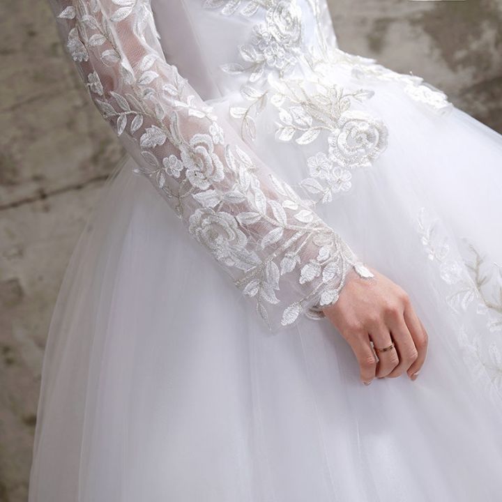 แขนยาวชุดแต่งงานเจ้าสาวชุดลูกไม้-qs1083นางฟ้างานแต่งงาน