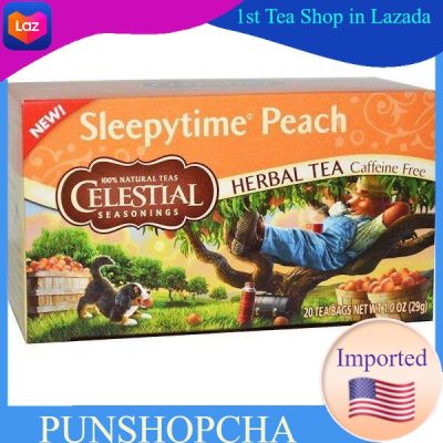ชา Celestial Seasonings, Herbal Tea, Caffeine Free, Sleepytime Peach, 20 Tea Bagsชาช่วยนอนหลับ💚พร้อมส่ง💜