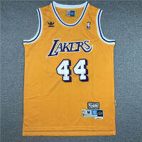 Nba West Jerry West Lakers หมายเลข44 71-72ฤดูเสื้อปักโลโก้ทองย้อนยุค Llogo ชุดบาสเก็ตบอลชุดบาสเก็ตบอลของผู้ชาย