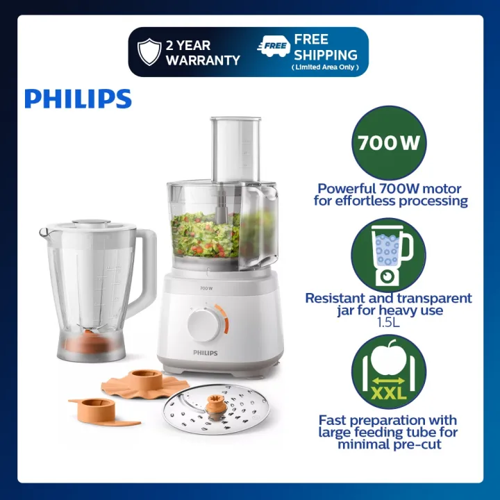 Philips HR7320/00 Compact Food Processor 700W, 1.5L, S Blade, 2in1 Disc