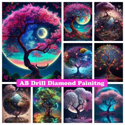 Fantasy Tree Forest 5D DIY AB Drill Diamond Painting Embroidery Landscape Cross Stitch Kits Pictures of Rhinestones Home Decor