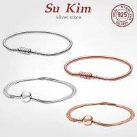 2021 hot sale luxury 100 925 Sterling Silver pan celet beads Snake Chain Bangle Fit Original Charms For Women DIY Jewelry