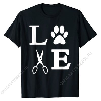 Love Dogs Dog Groomer Paw Print Grooming Cute T-Shirt Cal Cotton Student Men Tees Summer Popular Top T-shirts