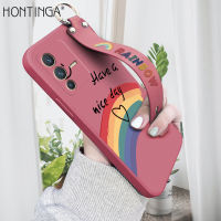 Hontinga เคสโทรศัพท์ Vivo V23 5G,เคสยางขอบซิลิโคนนิ่มสีรุ้งแบบดั้งเดิมเคสป้องกันกล้องสำหรับเด็กผู้หญิง (พร้อมสายคล้อง)