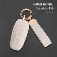 dfgvedvg Leather Car Remote Key Case Cover Protector for BYD Tang DM 2018 Yuan EV Qin Pro Song Max Keyless Shell Fob Keychain Accessories