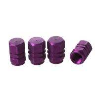 4 x Purple Hexagon Aluminum Alloy Tire Valve Caps for Car Auto