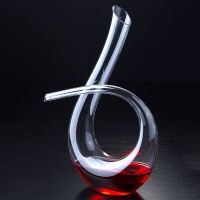 UNTIOR Handmade Crystal Red Wine Glass Decanter Brandy Decant Set Jug Bar Champagne Water Bottle Drinking Gift 1500ML U Shape