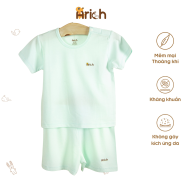 Bộ quần áo ngắn tay màu trơn vải sợi tre Arich  size từ 6 tháng đến 5 tuổi