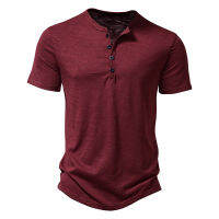 Ultra-Soft ไม้ไผ่ผ้าฝ้าย Henley เสื้อยืดผู้ชาย2023ยี่ห้อ Slim Fit แขนสั้น V คอเสื้อยืดผู้ชายทำงานทุกวัน Causal Tops Tees XXL