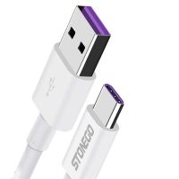 STONEGO สายซุปเปอร์ชาร์จสายเคเบิล USB ชนิด C 5A USB C เพื่อ USB สายซิงค์ข้อมูล2.4A การชาร์จที่รวดเร็วเข้ากันได้กับที่เก็บสายเคเบิล ZLQ396การชาร์จอย่างรวดเร็ว