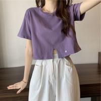 [COD] Cotton short T-shirt women 2022 summer new Korean version loose student design sense waist short-sleeved ins top clothes