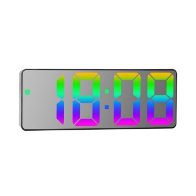 LED Clock LED Screen Display Modern Desktop Clock for Home (Black Shell-Mirror C Model)