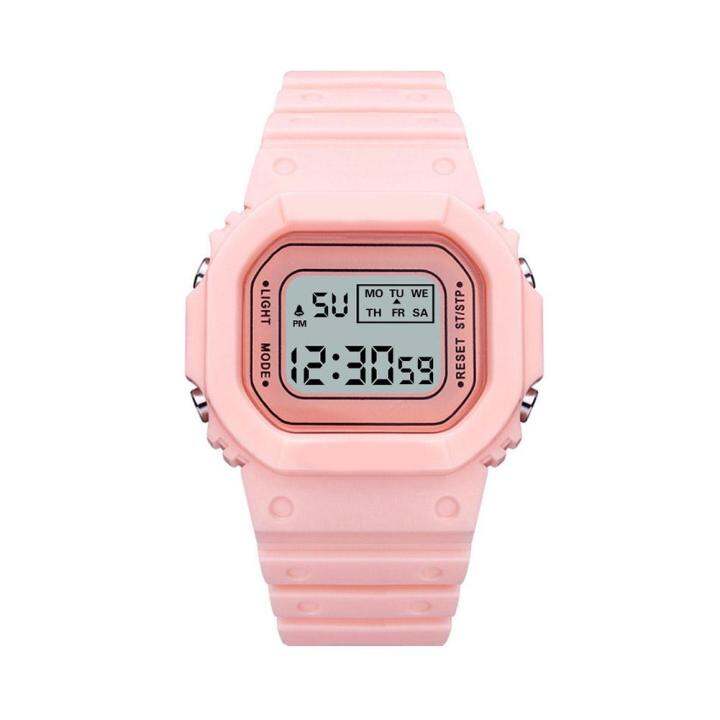 นาฬิกาสีลูกอมน่ารักสี่เหลี่ยม-jam-tangan-digital-แนวสปอร์ตนาฬิกาข้อมือ-แฟชั่น-unisex-y7d4