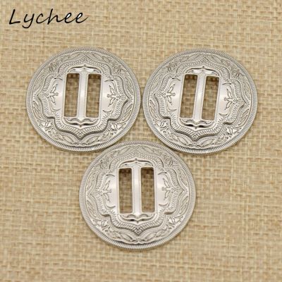 Lychee 3pcs Metal Round Western Slotted Conchos With Slots Buttons For Clothes DIY Sewing Decor Garment Accessories Haberdashery