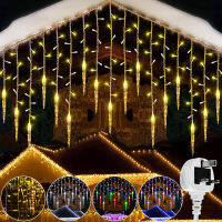 UK Plug Christmas Icicle Lights 8 Modes Window Curtain Fairy Lights 16 Drops Outdoor Decoration Ice Piton Pendant Garland Lights