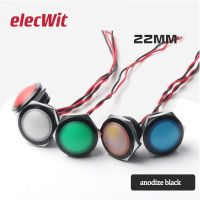 5pcs 22mm Metal Indicator Light Aluminum Oxide Black LED Signal Lamp Spherical Strip Wire 15cm 6V12V24V red blue green