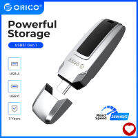 128GB แฟลชไดรฟ์ ORICO Memory Stick รถจิตหนังกันน้ำ260เมกะไบต์/วินาทีความเร็วสูงไม่มี Slowdown, USB Drive แบบพกพา Type C Thumb Drive 256GB 64GB 32GB สำหรับจัดเก็บไฟล์เพลงเข้ากันได้กับ Windows MacOS Android