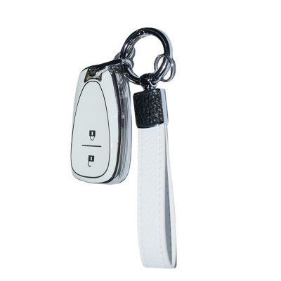[ใหม่2023] พวงกุญแจหนังพวงกุญแจโลหะ2ปุ่มเงิน Tpu ฝาครอบเคสกุญแจรถยนต์สำหรับเชฟโรเลตออร์แลนโด Onix ปกป้องฝาครอบกุญแจสำรอง