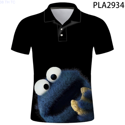 【high quality】  Summer Cookie Monster Party 3d Printed Polo Shirt Men Fashion Camisas Streetwear Casual Harajuku Short Sleeve Ropa De Hombre