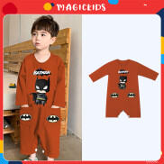 Bộ ngủ liền thân dài tay cotton cho bé trai bé gái Magickids quần áo trẻ