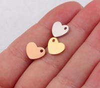 50pc Rose Gold/Steel Color Stainless steel Small Heart Charm For Necklace/Keychain DIY Women Handmade Jewelry and accessories