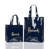 British Famous Pvc Large Capacity Waterproof Shopping Bag Letters Dark Blue Gold Word Lunch Bag Womens Portable Shoulder Bag