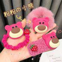 Ellen น่ารัก Lotso หมี ตุ๊กตา ผม แหวน การ์ตูน แกะ กิ๊บ อิน เน็ต สีแดง เครื่องประดับผม คว้า คลิป ที่คาดผมป่า