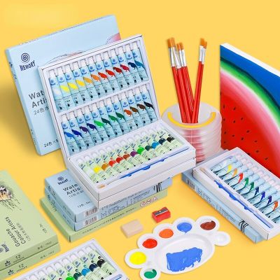 12/24 Color Gouache Watercolor Paint Set Beginner Childrens Painting 5ml/12ml Portable Washable Professional School Supplies