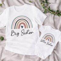 Big Sister Little Sister Kids Tshirt Girls Sibling T-Shirt Baby Bodysuit Older Sister Younger Sister Tee Shirts Rainbow Clothes Bowl Fork Spoon Sets