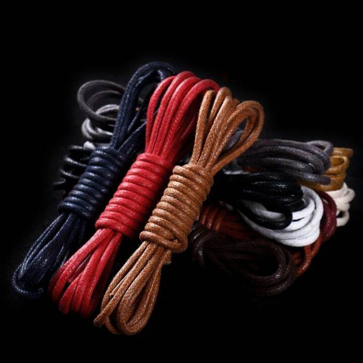 1Pair Leather Shoe laces Waxed Cotton Round Shoe laces Waterproof