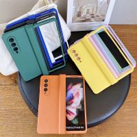 With Hinge Connection 3 in 1 Combo Phone Case For Samsung Galaxy Z Fold 4 3 5 Macron Color Hard Cover