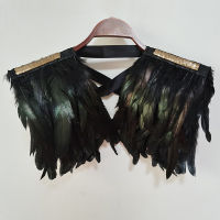 Feather Shawl Cape Natural Rooster Feather Collar Cape Stole Shawl Collar Shrug Cape Gothic Punk Jazz Feather Shawl rave party