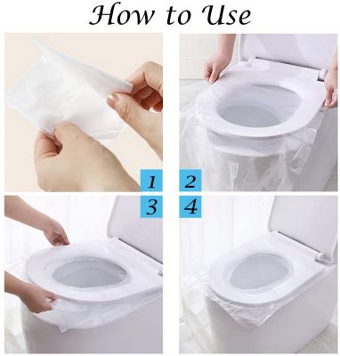 【LZ】○✘☋  Descartável Plastic Toilet Seat Cover Segurança Portátil Biodegradável Almofada De Papel De Viagem Acessório Do Banheiro 6 Pcs 50Pcs