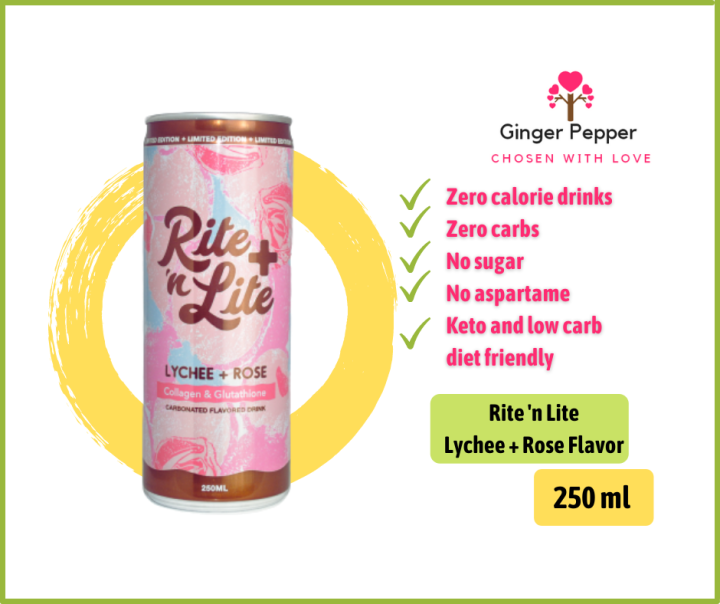250 ML RITE 'N LITE LYCHEE + ROSE FLAVOR WITH COLLAGEN AND GLUTATHIONE