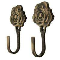 【cw】 2Pcs Metal Rose Flower Curtain Tie Back Tieback Holders Wall Hooks Decor Promotion