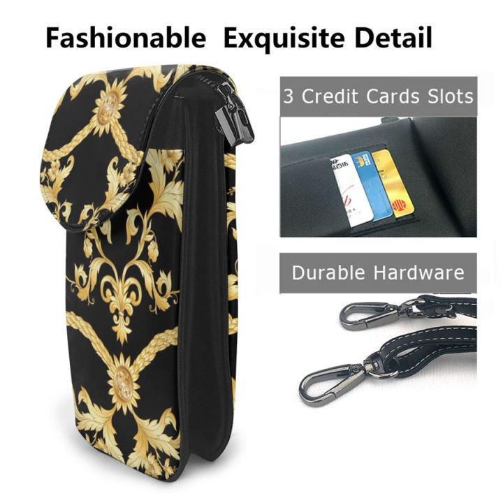noisydesigns-bag-women-2021-cross-body-messenger-golden-flower-pattern-female-shoulder-mobile-phone-bag-fashion-dropshipping