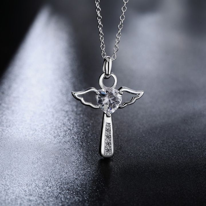 fashion-brand-925-sterling-silver-necklace-for-women-luxury-wedding-jewelry-angel-crystal-cross-pendants-chain-neckalce
