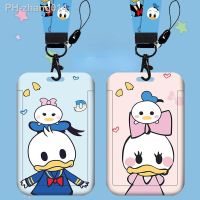 Disney Cartoon Daisy Donald Duck Scalable Card Holders Anime Portable Student Bus ID Badge Card Case Halter Rope Birthday Gift