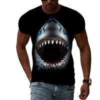 2023 NEWThe ฤดูร้อนล่าสุด Shark Beauty 3D พิมพ์เสื้อยืดผู้ชายสยองขวัญ O-Neck แขนสั้น Casual Fitness Street เสื้อผ้าขนาดใหญ่