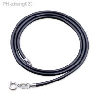 Black PU Leather Necklace Chain 925 Sterling Silver Clasp Leather Cord Jewelry Silver Jewelry