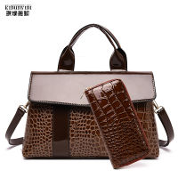 Fashion Women Handbag Bright Patent Leather Handbags Alligator Pattern Top Handle Bags Ladies Luxury Hand Bag Purse