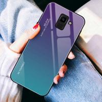 เคสกระจกนิรภัยไล่สี,ฝาหลังขอบนิ่มสำหรับ Samsung Galaxy A7 2018/A750 / A8 2018 / A8 Plus 2018 A21S A50S A50 A30S A20S A31 A51 A71