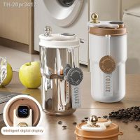 ▣ 20pr3412 Copo de isolamento café inteligente digital aço inoxidável temperatura Thermos garrafa água carro e veículo caneca 420ml