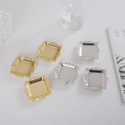10Pieces High-end Vintage Gold Silver Storage Tray Fruit Snacks Jewelry Display Plate Kitchen Round Food Decoration