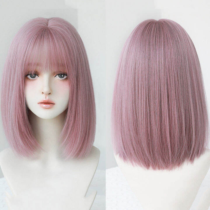 new-fashion-wig-human-hair-original-real-hair-true-hair-pink-washable-short-hair-womens-hair-shoulder-length-bangs-long-hair-air-bangs-short-hair-dbv