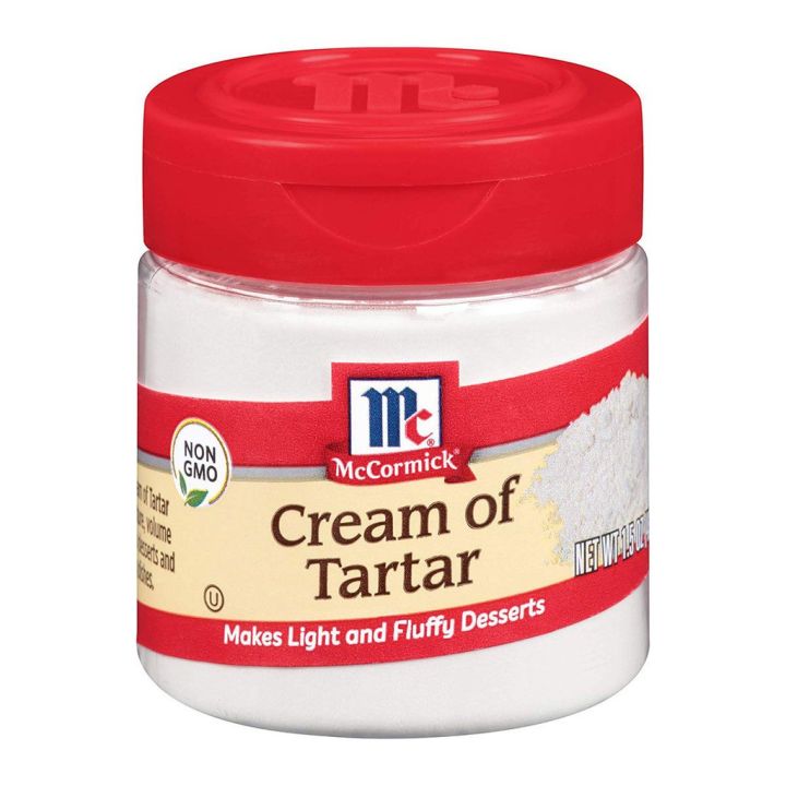 แม็คคอร์มิค-ครีม-ออฟ-ทาร์ทาร์-42-กรัม-cream-of-tartar-42-g-มีลักษณะคล้ายผงแป้ง-มีสีขาว-เป็นสารช่วยให้ขึ้นฟูชนิดหนึ่ง