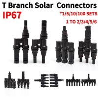 1/5/20/100 Sets Solar Panel Parallel Connectors T Branch 3/4/5/6/7Way 1 to 2/3/4/5/6 1000V Solar Adapter Cable PV PlugWires Leads Adapters