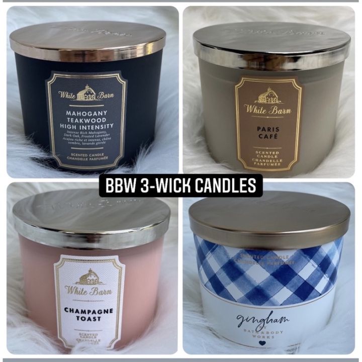 White Barn MAHOGANY TEAKWOOD INTENSE 3 Wick Scented Candle bath and body  works