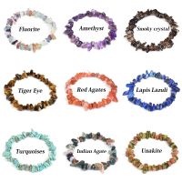 Irregular Natural Stone Bracelet Crystal Quartzs Fluorite Amethyst Tiger Eye Chips Gravel Beads Aquamarines Agates Gem Bracelets