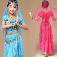 4pcs1set Girls Belly Dance Costumes New Design Oriental Dance Children Dresses India Bollywood Dance Professional Outfit Kids